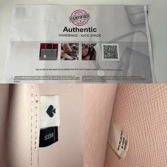 KATE SPADE GRAY PEBBLED LEAHTER WHTIE TRIM SMALL HANDBAG - Picture 16 of 16